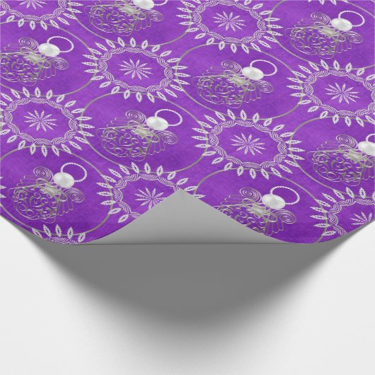 Silver Gray Filigree Kerstengel voor de vrede Cadeaupapier (Hoek)