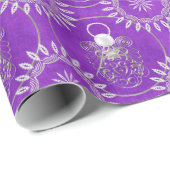 Silver Gray Filigree Kerstengel voor de vrede Cadeaupapier (Rol Hoek)