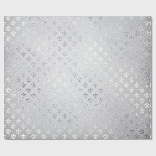 Silver Gray Floral Fleur de Lis Royal Iris Cadeaupapier (Vlak)
