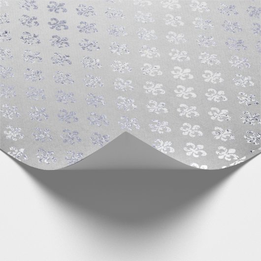 Silver Gray Floral Fleur de Lis Royal Iris Cadeaupapier (Hoek)