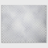 Silver Gray Floral Peacock Royal Shiny Cadeaupapier (Vlak)