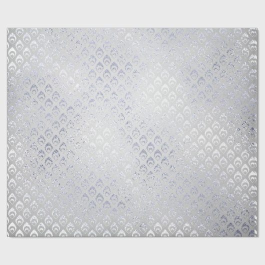 Silver Gray Floral Peacock Royal Shiny Cadeaupapier (Vlak)