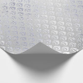 Silver Gray Floral Peacock Royal Shiny Cadeaupapier (Hoek)