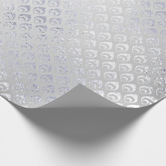 Silver Gray Floral Peacock Royal Shiny Cadeaupapier (Hoek)