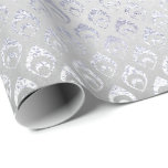 Silver Gray Floral Peacock Royal Shiny Cadeaupapier<br><div class="desc">Minimalisme en eenvoud van vormgeving,  glam- en grafisch omslagpapier</div>