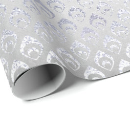 Silver Gray Floral Peacock Royal Shiny Cadeaupapier