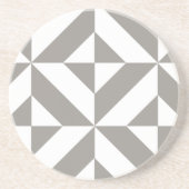 Silver Gray Geometric Deco Cube Pattern Zandsteen Onderzetter (Voorkant)