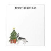 Silver Gray German Shepherd Festive Christmas Tree Notitieblok (Voorkant)
