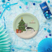 Silver Gray German Shepherd Festive Christmas Tree Papieren Bordje (Feest)