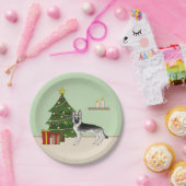 Silver Gray German Shepherd Festive Christmas Tree Papieren Bordje (Feest)