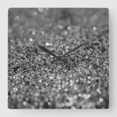 Silver Gray Glitter Bokeh Glam 2 Vierkante Klok (Voorkant)