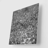 Silver Gray Glitter Bokeh Glam 2 Vierkante Klok (Hoek)