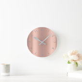 Silver Gray Glitter Minimal Pink Rose Copper Peach Ronde Klok (Huis)