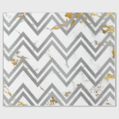 Silver Gray Gold Marble Carrara Chevron Zig Zag Cadeaupapier (Vlak)