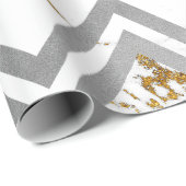 Silver Gray Gold Marble Carrara Chevron Zig Zag Cadeaupapier (Rol Hoek)