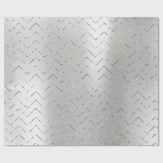 Silver Gray Grafiet Metallic Foxier VIP Chevron Cadeaupapier (Vlak)