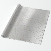 Silver Gray Grafiet Metallic Foxier VIP Chevron Cadeaupapier (Uitgerold)