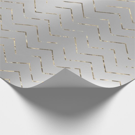 Silver Gray Grafiet Metallic Foxier VIP Chevron Cadeaupapier (Hoek)