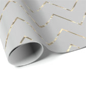Silver Gray Grafiet Metallic Foxier VIP Chevron Cadeaupapier (Rol Hoek)