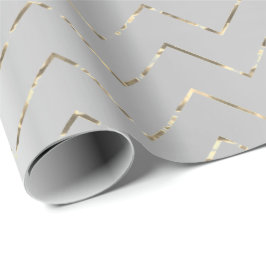 Silver Gray Grafiet Metallic Foxier VIP Chevron Cadeaupapier