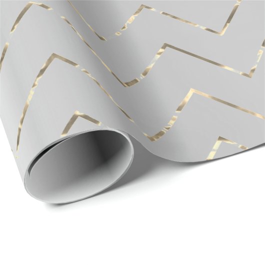 Silver Gray Grafiet Metallic Foxier VIP Chevron Cadeaupapier (Rol Hoek)