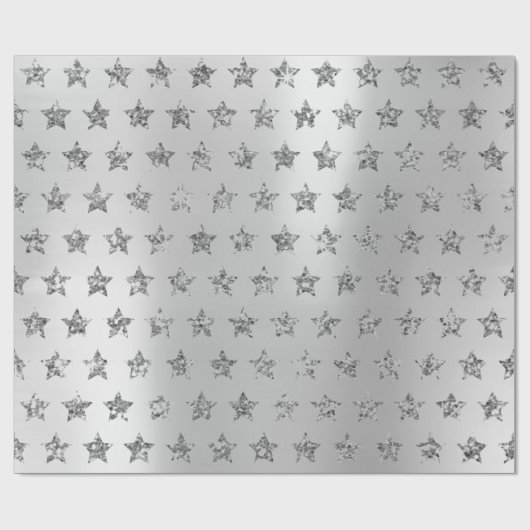 Silver Gray Grafiet Metallic Glitter VIP Stars Cadeaupapier (Vlak)