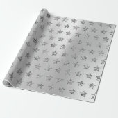 Silver Gray Grafiet Metallic Glitter VIP Stars Cadeaupapier (Uitgerold)