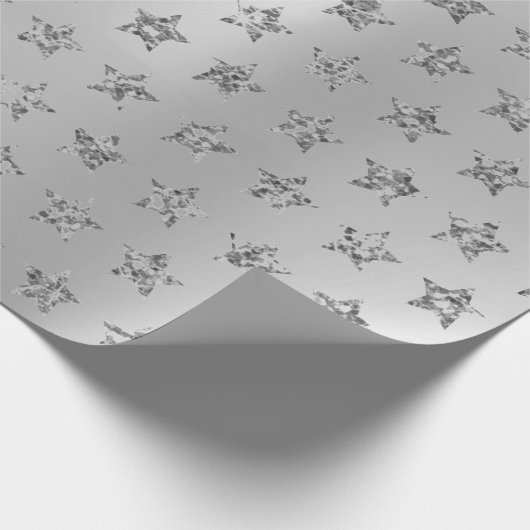 Silver Gray Grafiet Metallic Glitter VIP Stars Cadeaupapier (Hoek)