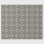 Silver Gray Kaleidoscopic Flower Pattern Elegant Cadeaupapier (Vlak)