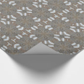Silver Gray Kaleidoscopic Flower Pattern Elegant Cadeaupapier (Hoek)