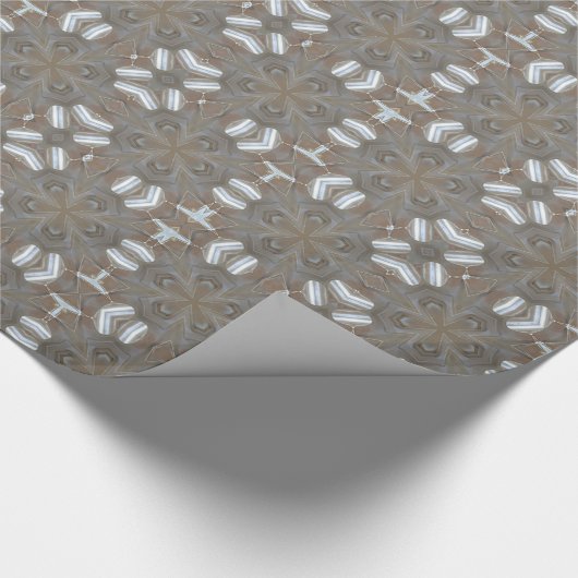 Silver Gray Kaleidoscopic Flower Pattern Elegant Cadeaupapier (Hoek)