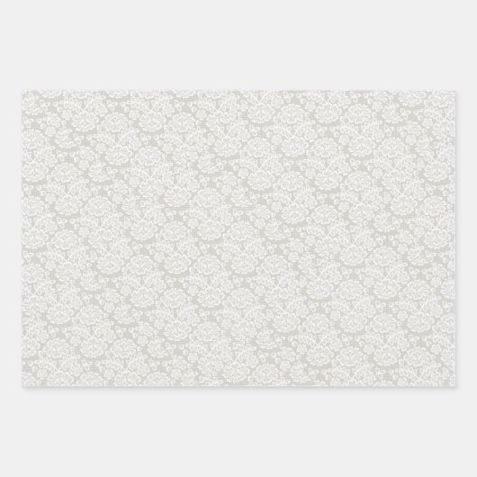 Silver Gray Lace Wedding Inpakpapier Vel (Voorkant 2)