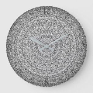 Silver/Gray Mandala Grote Klok