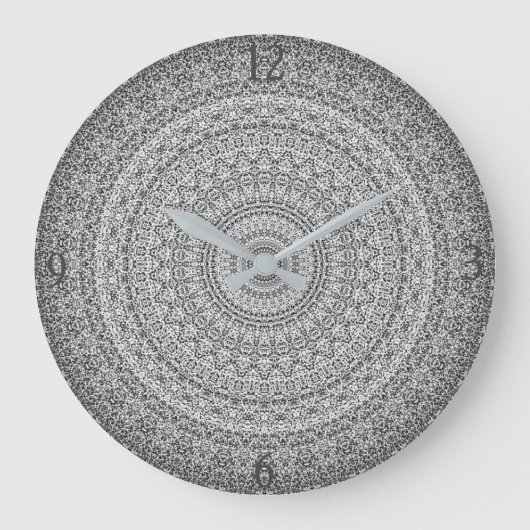 Silver/Gray Mandala Grote Klok (Voorkant)