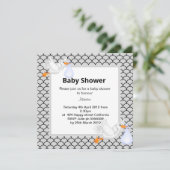SILVER GRAY Mermaid stork baby shower Kaart (Staand voorkant)