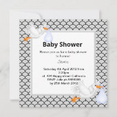 SILVER GRAY Mermaid stork baby shower Kaart (Voorkant)