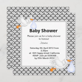 SILVER GRAY Mermaid stork baby shower Kaart