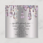 *~* SILVER GRAY Metal Drip GLITTER AP7 Vierkante Visitekaartje (Achterkant)