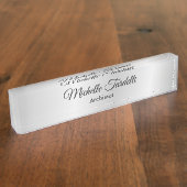 Silver Gray Minimalist Modern Script Calligraphy Naambordje (Zijkant)