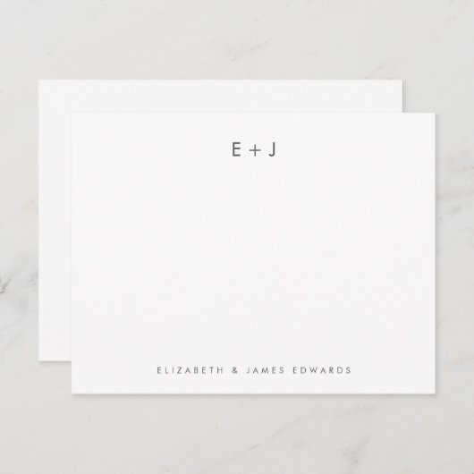 Silver Gray Modern Monogram Initials Personalized Notitiekaartje (Voorkant / Achterkant)