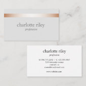 Silver Gray | Modern Roos Gold Striped Stijlvol Visitekaartje (Voorkant / Achterkant)