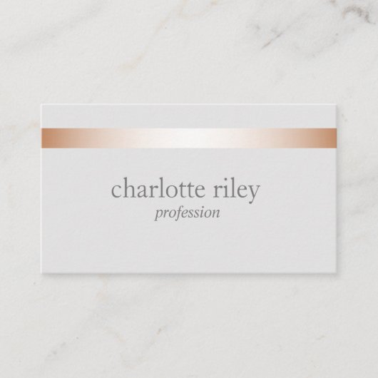 Silver Gray | Modern Roos Gold Striped Stijlvol Visitekaartje (Voorkant)