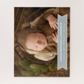 Silver Gray Newborn Baby Boy Birth Stats Photo Legpuzzel (Verticaal)