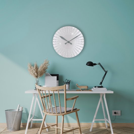 Silver Gray Ombre Gem Crystal Diamond White Ronde Klok