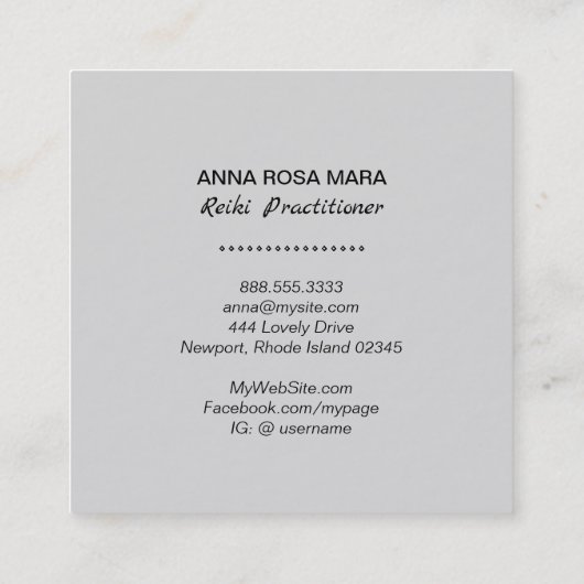 *~* Silver Gray Reiki Hoofdsymbool Vierkante Visitekaartje (Achterkant)