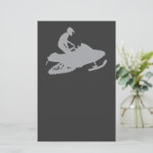 Silver Gray Snowmobiler Briefpapier (Staand voorkant)