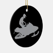 Silver Gray Snowmobiler Keramisch Ornament (Rechts)