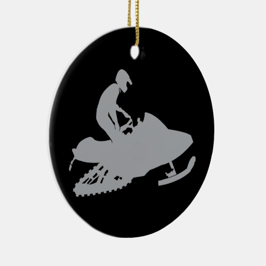 Silver Gray Snowmobiler Keramisch Ornament (Rechts)
