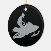 Silver Gray Snowmobiler Keramisch Ornament (Links)