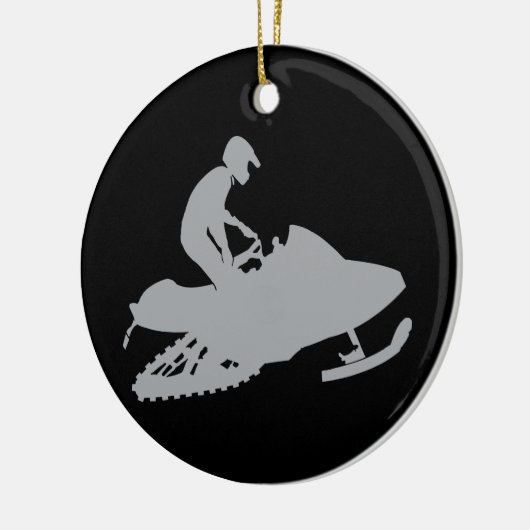 Silver Gray Snowmobiler Keramisch Ornament (Links)